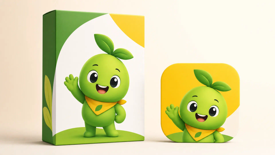 Mascot on a product packaging mockup