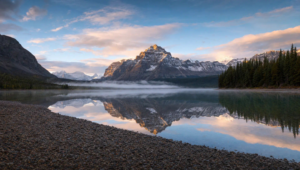 Reflection in a still mountain lake