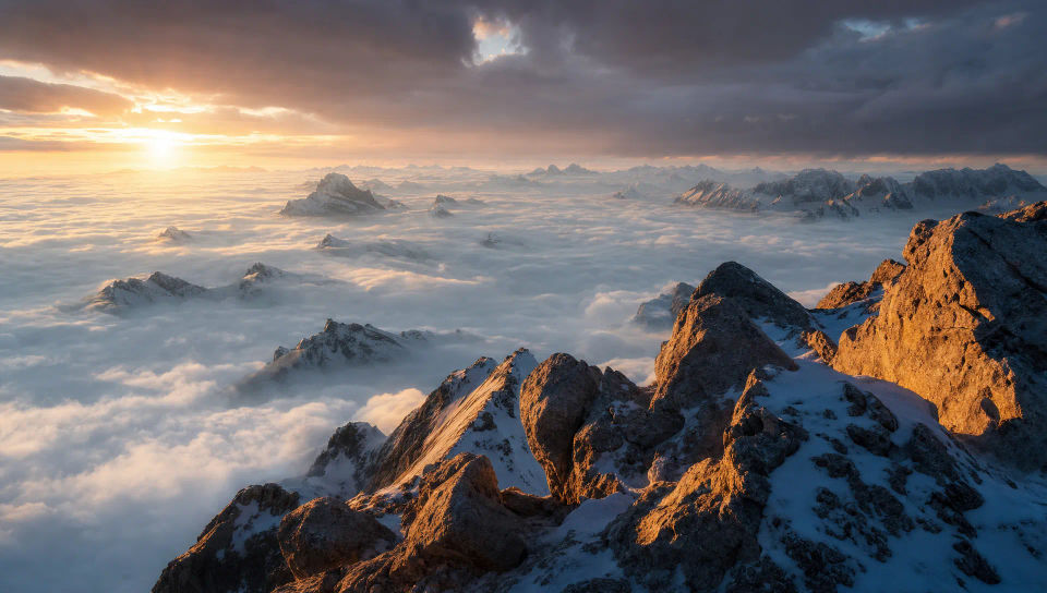 Cloud sea below a high overlook