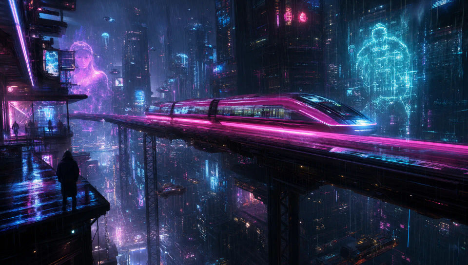 An elevated maglev transit line