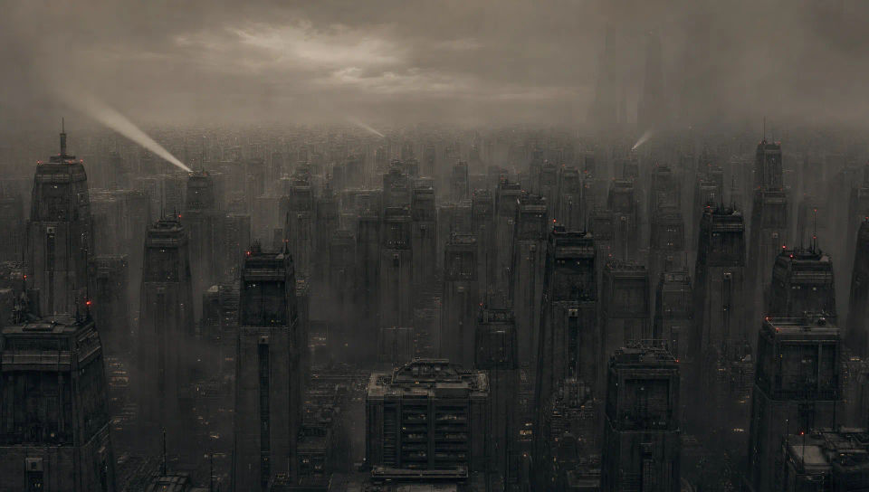 An oppressive skyline under smog