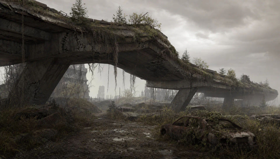 An overgrown overpass