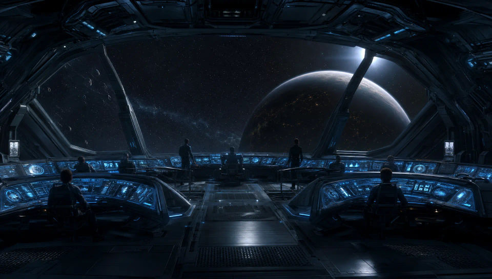 A bridge with a viewport to the stars