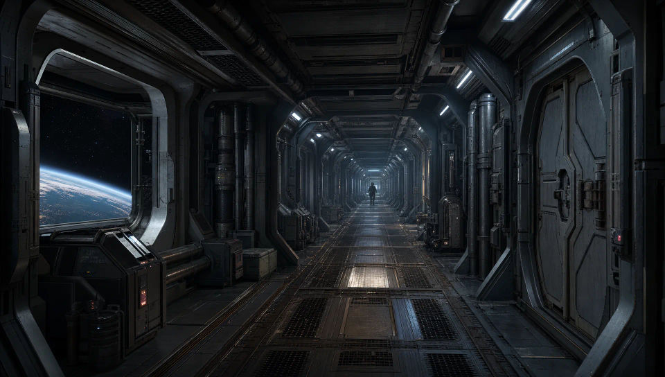 A long corridor receding
