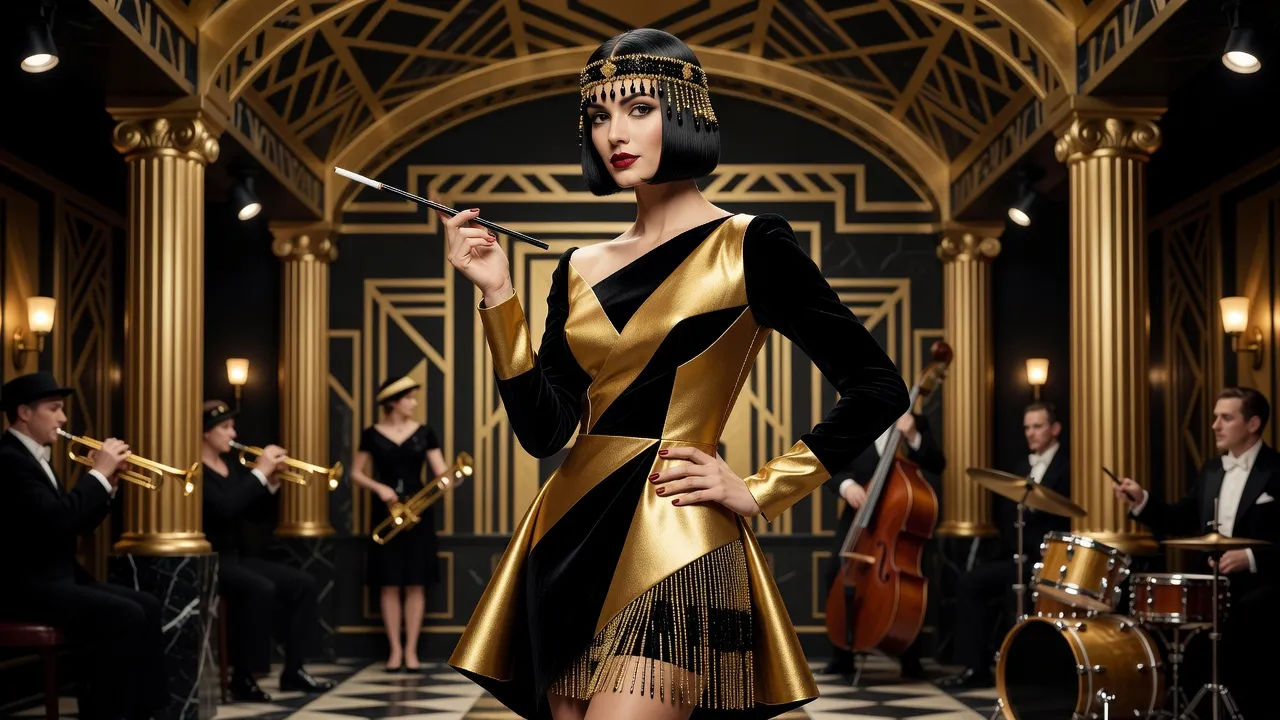 Flapper in gold and black