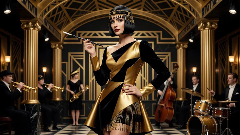 Flapper in gold and black