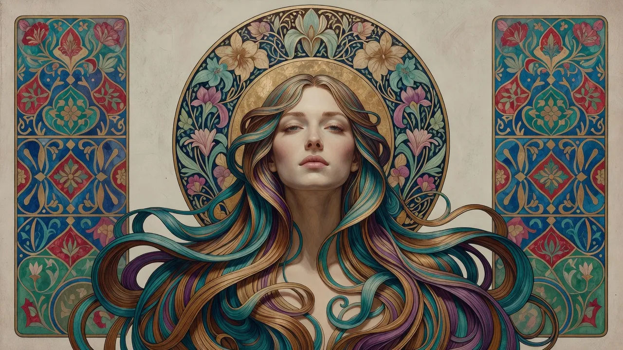 Muse with floral halo