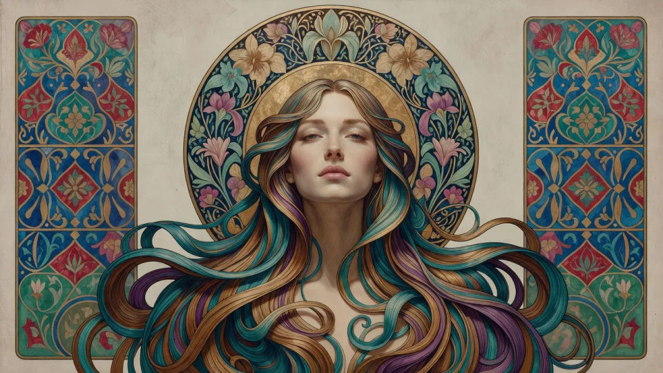 Muse with floral halo