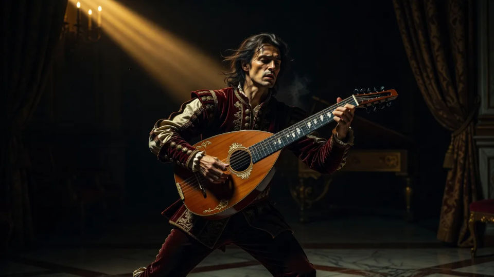 Musician mid-gesture