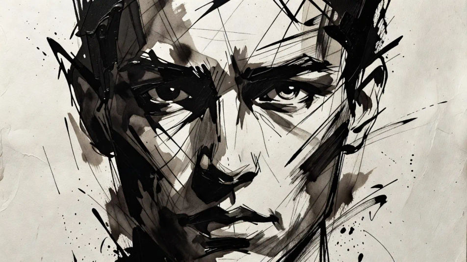 Expressive gestural portrait