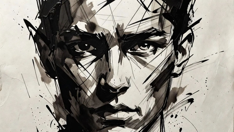 Expressive gestural portrait