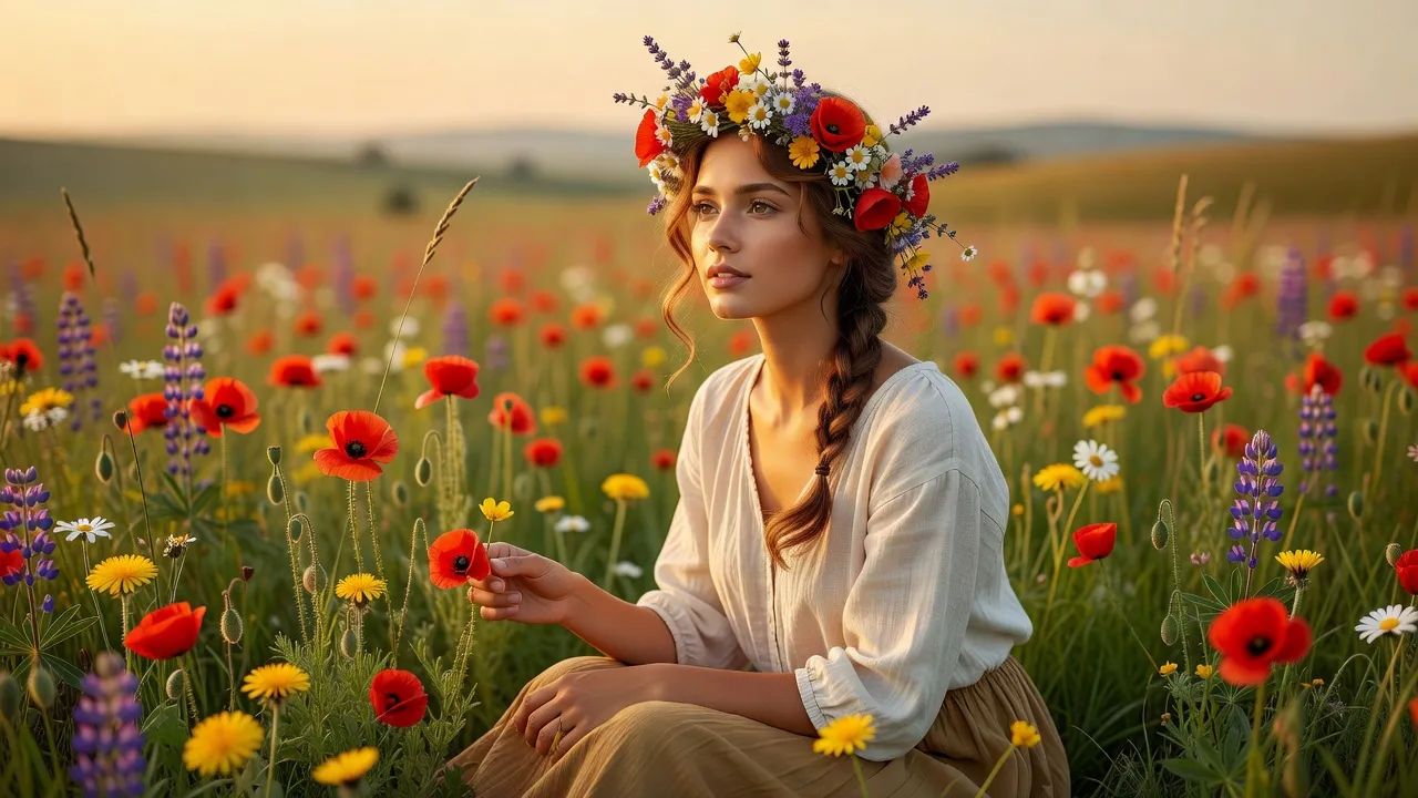 Golden meadow portrait