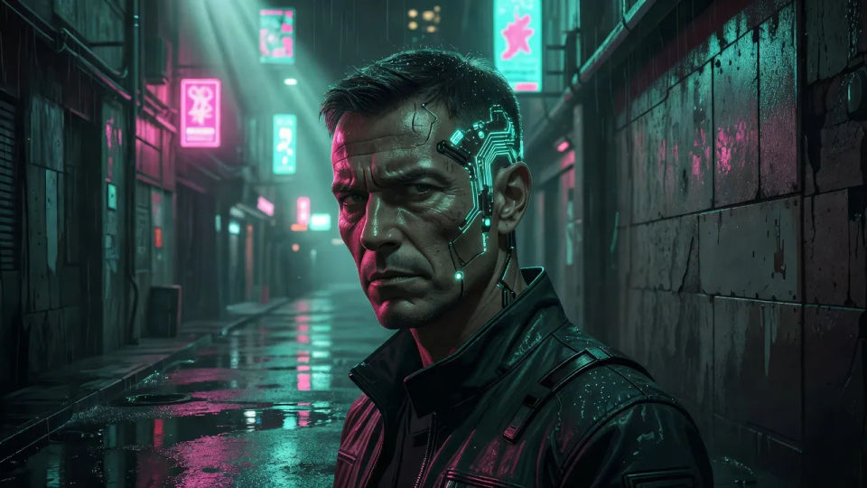 Neon-alley portrait