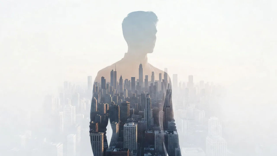 City skyline overlay