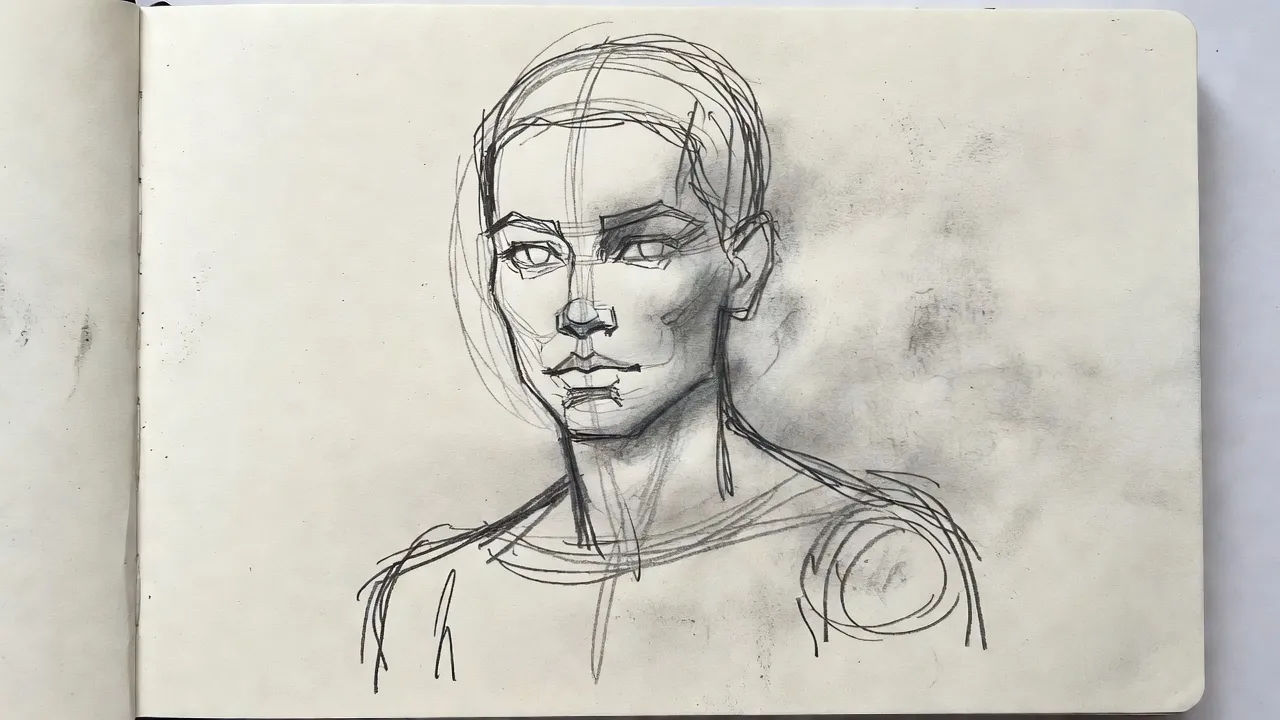 Gestural sketch portrait