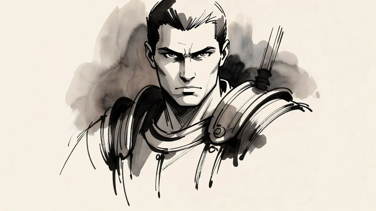Ink-wash portrait
