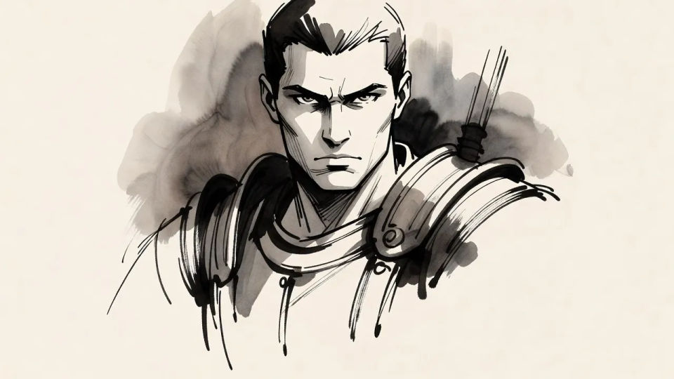 Ink-wash portrait
