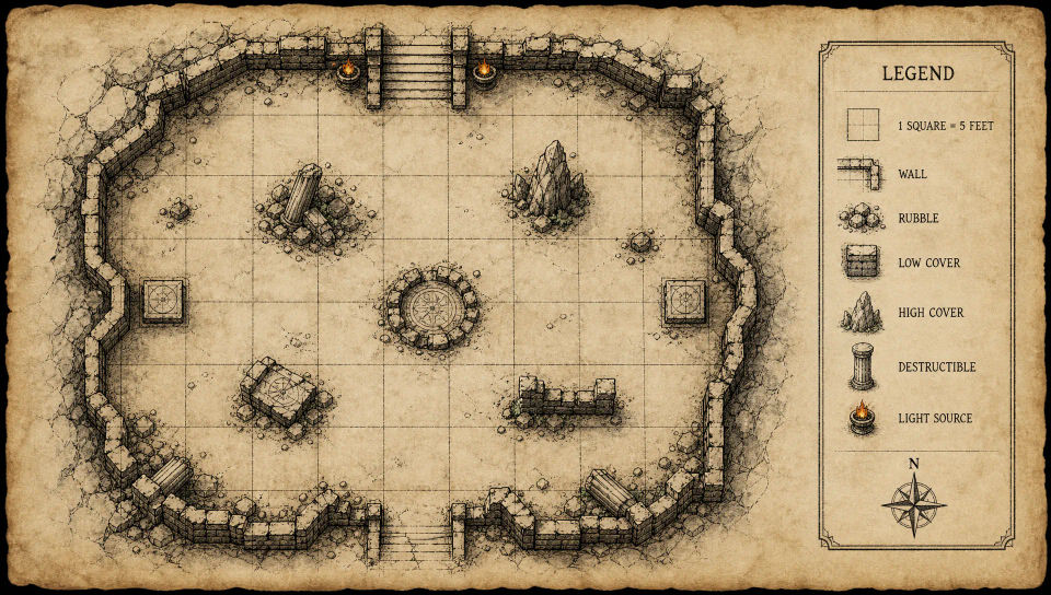 Square-grid battle map