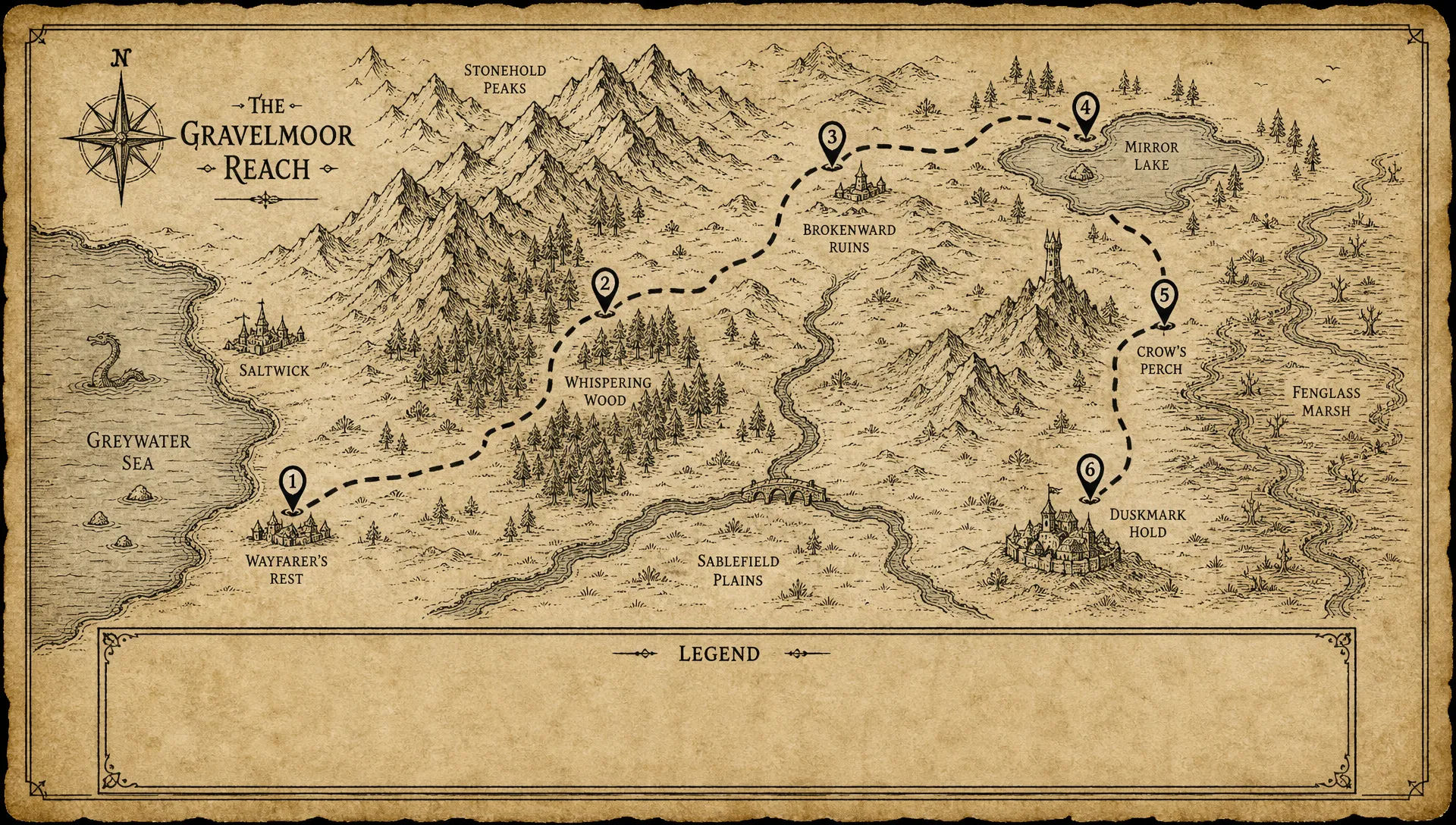 Region with route markers