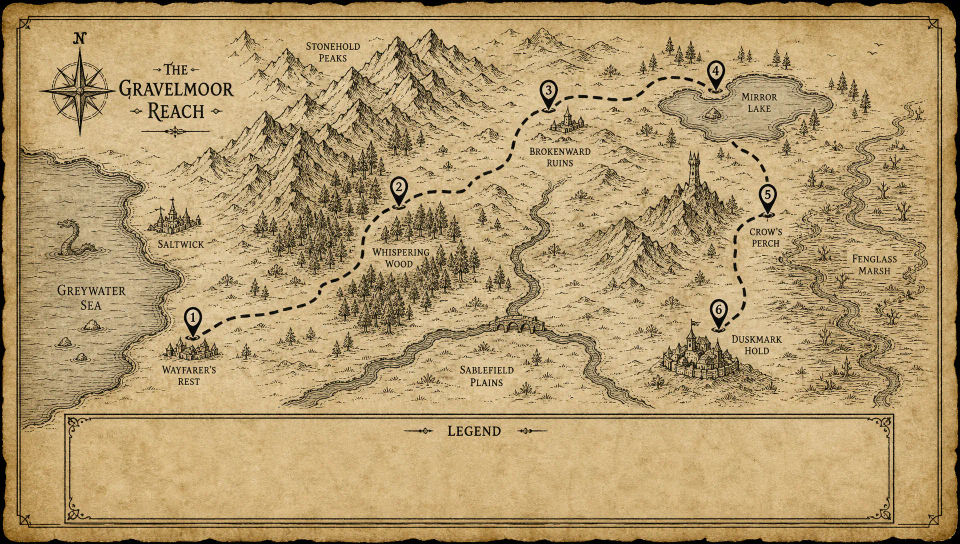 Region with route markers