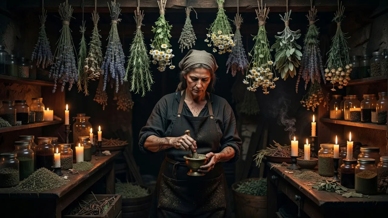 Candlelit apothecary portrait