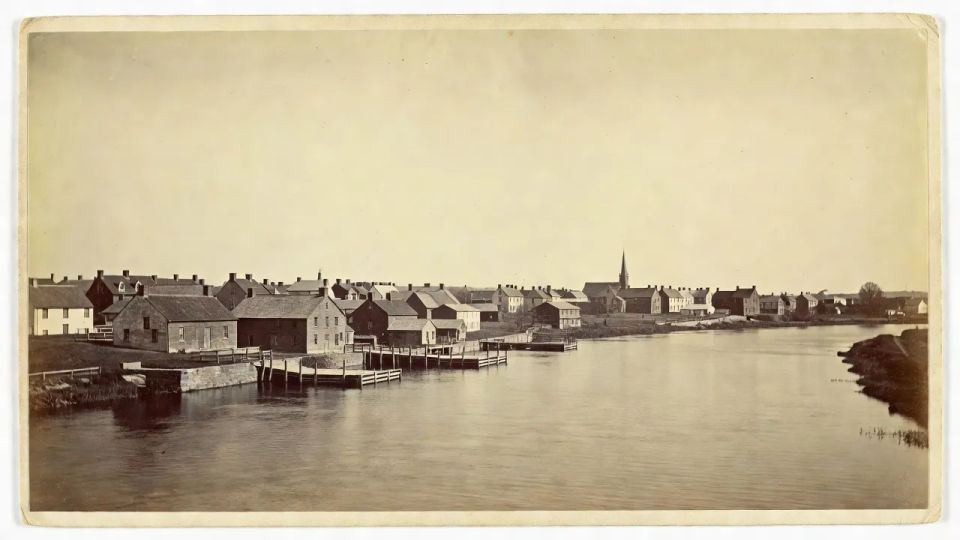 Faded riverside town