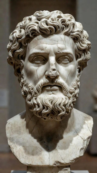 古代ギリシャの肖像AI画像：大理石、月桂冠、横顔