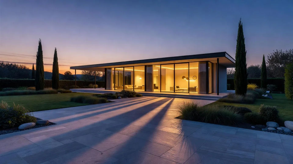 Dusk villa on the terrace