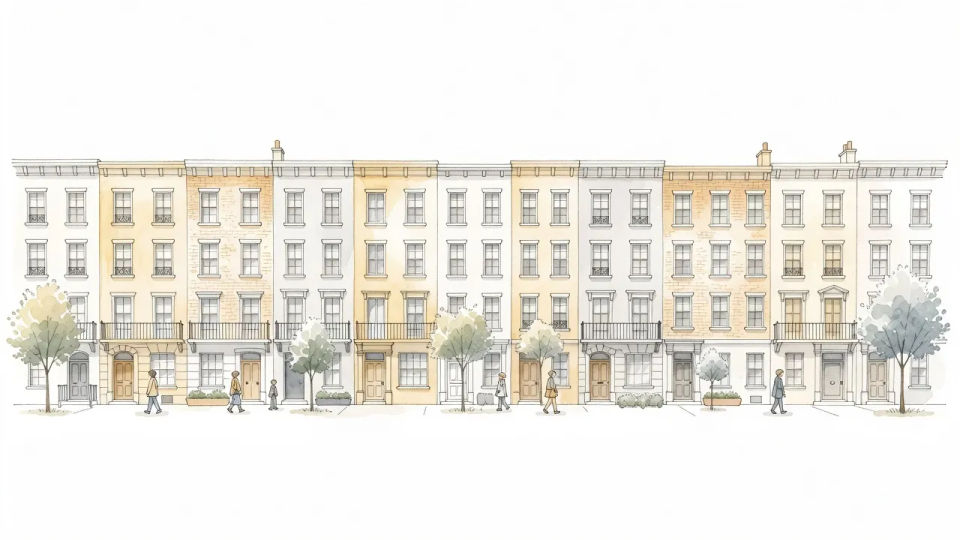 Watercolour street elevation