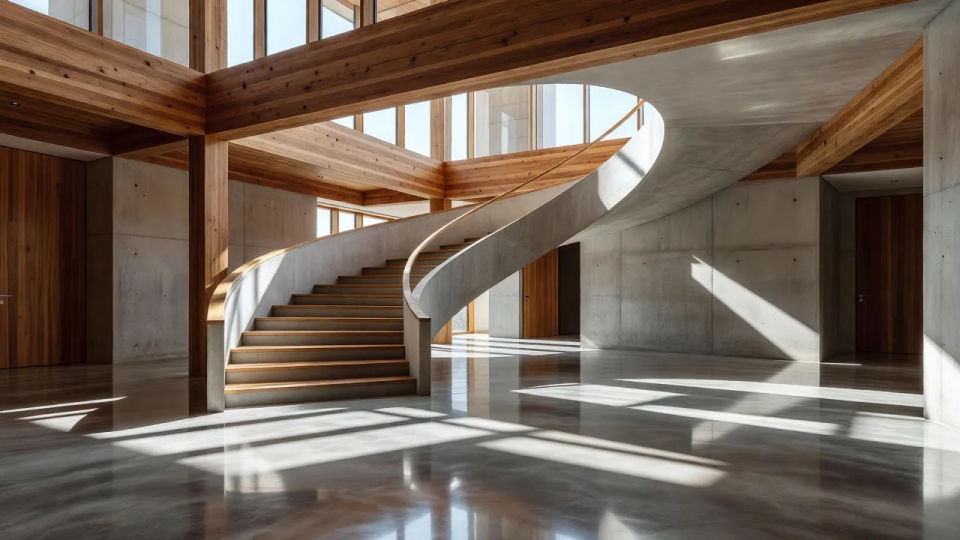 Sunlit interior atrium