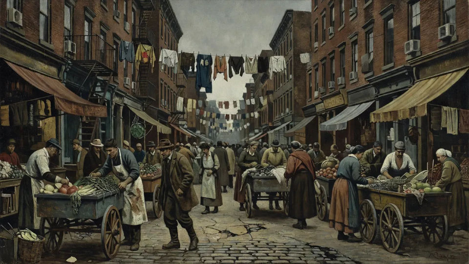 Crowded market street