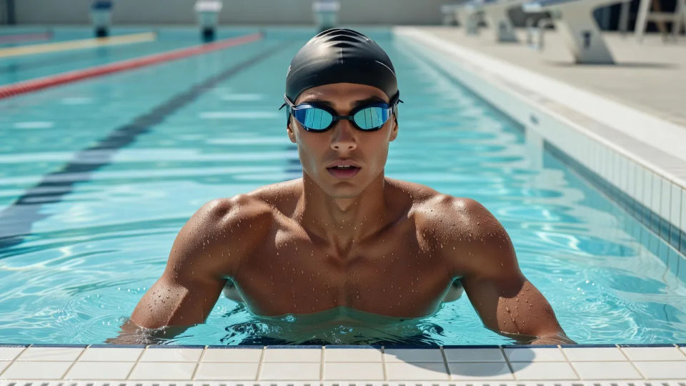 Poolside swimmer