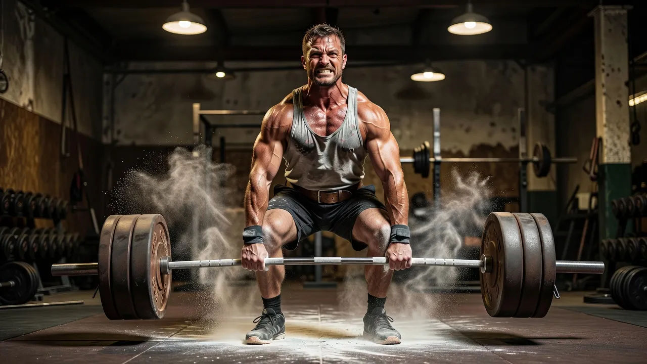 Weightlifter mid-lift