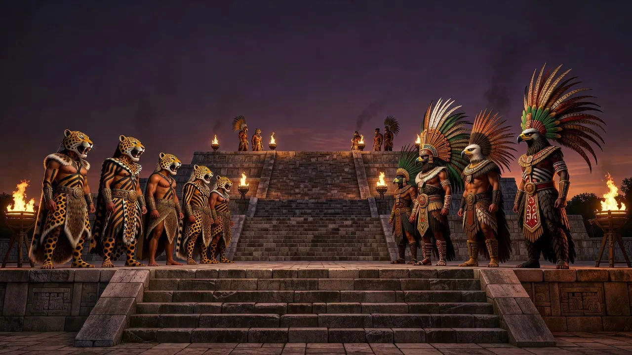 Temple platform at dusk