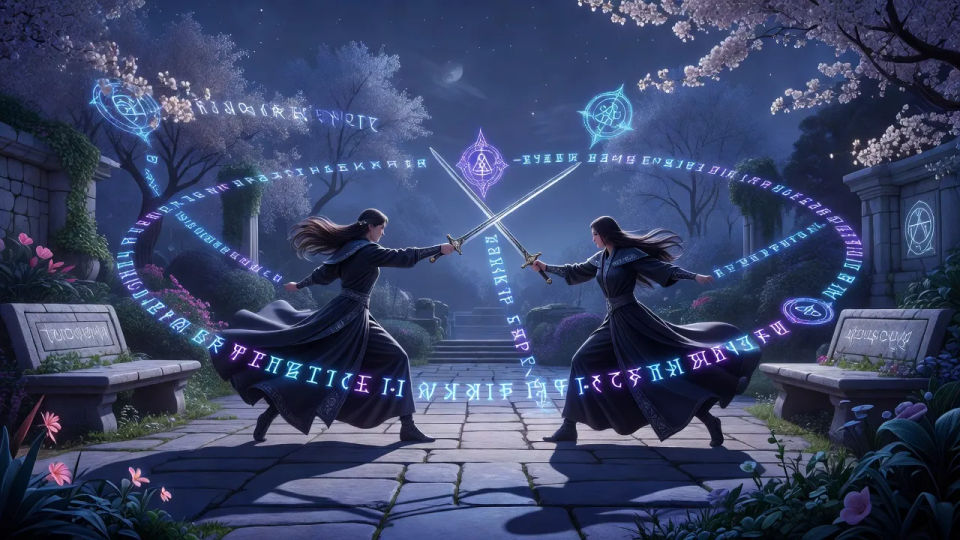 Moonlit garden duel