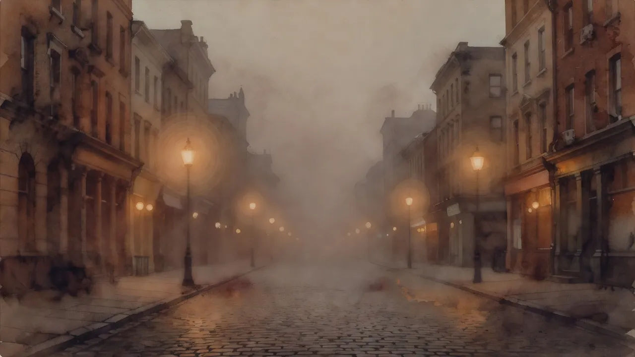 Foggy street at dusk