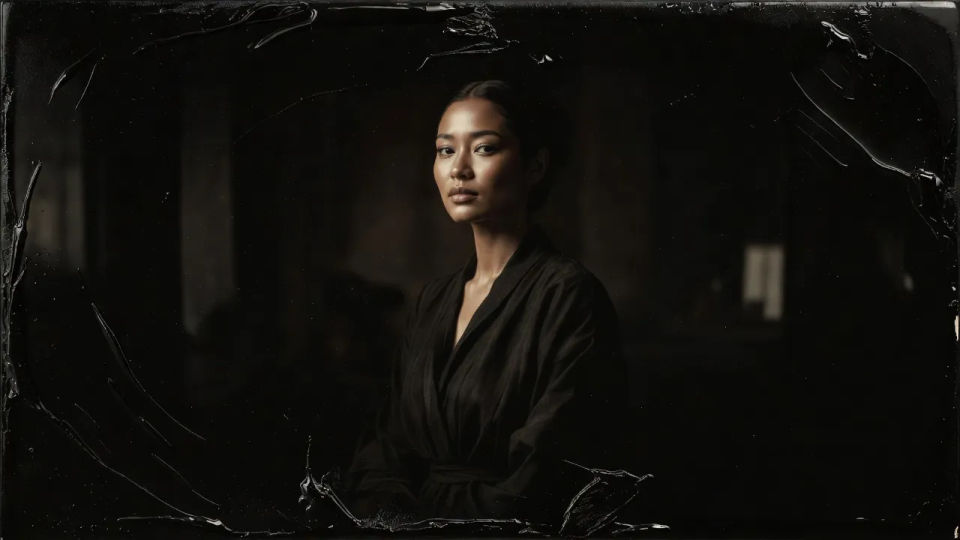 Studio portrait, deep blacks