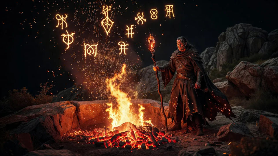 The ember forge at night