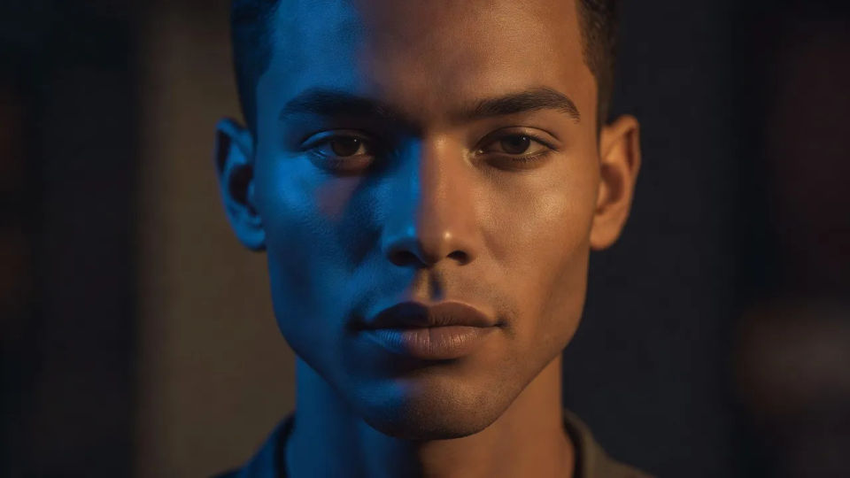 Split-light close-up