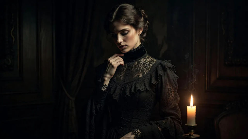Victorian lace mourner