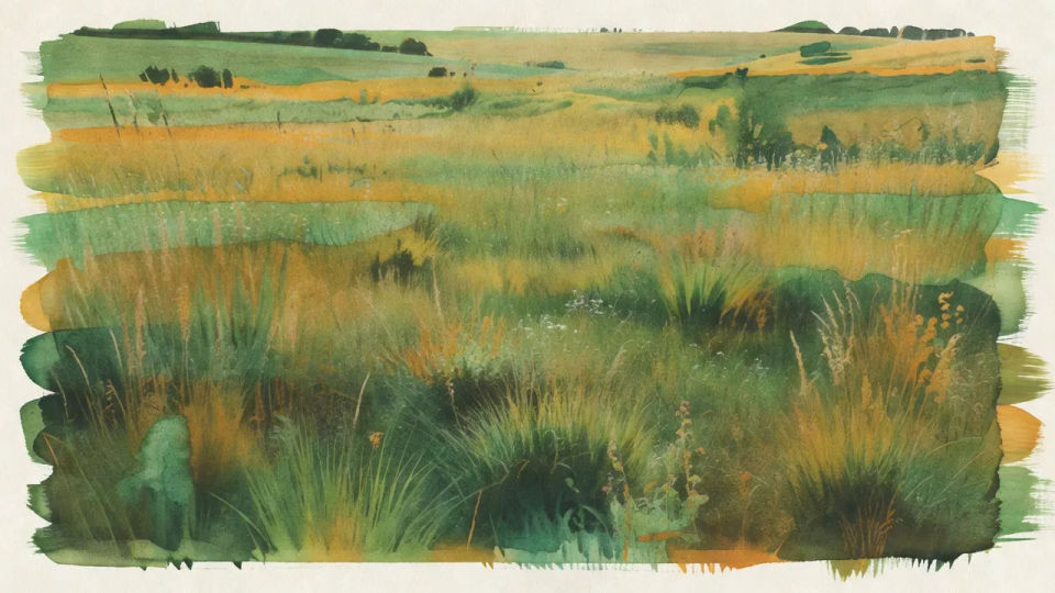 Meadow in soft pigment