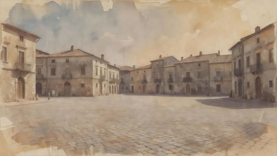 Old town square, matte tones