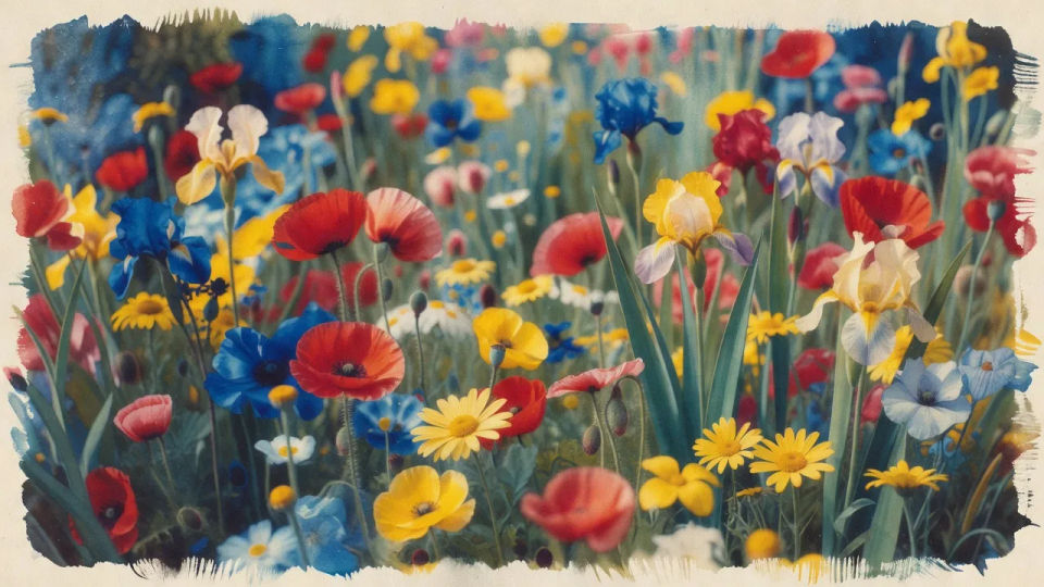 Garden in three-color pigment