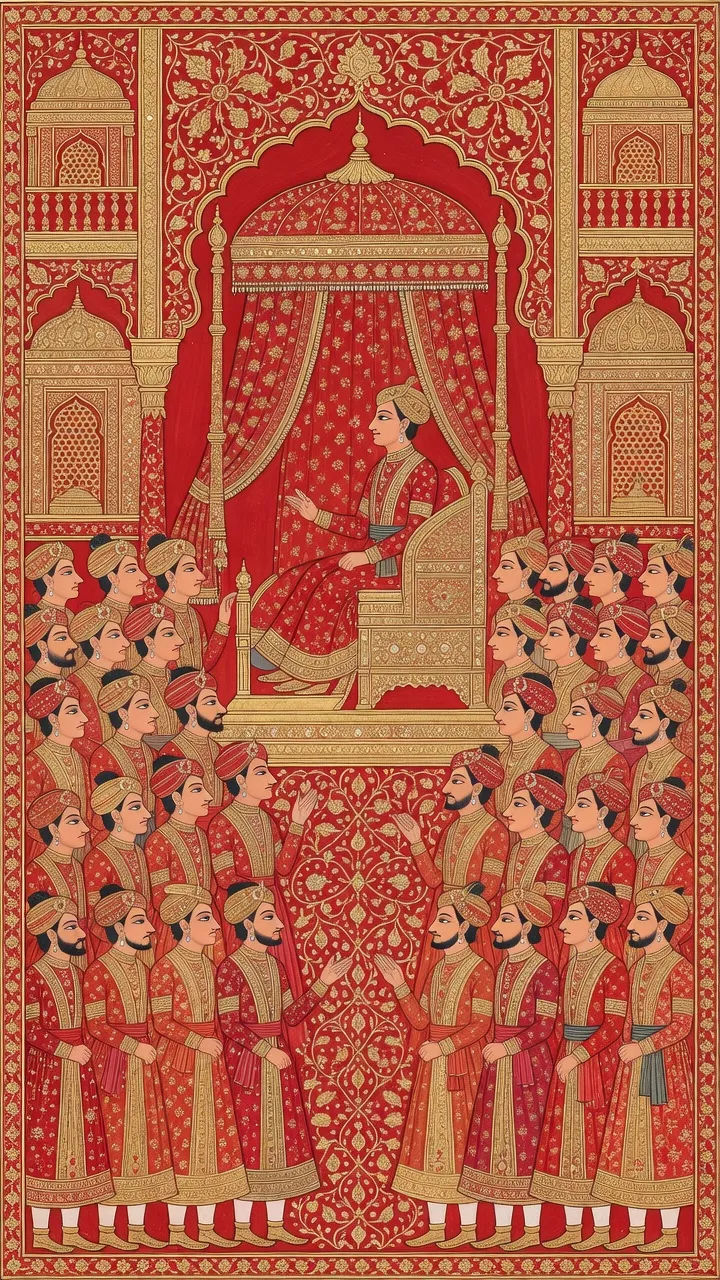 ペルシャ細密画 インド・ムガル様式思わせる美しい人物画 美術品　コレクション インド細密画のAI画像：ムガル、ラージプート、パハーリー