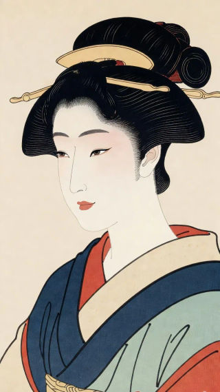 浮世絵の肖像AI画像：美人画、歌舞伎、木版画