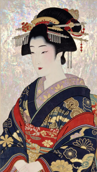 浮世絵の肖像AI画像：美人画、歌舞伎、木版画