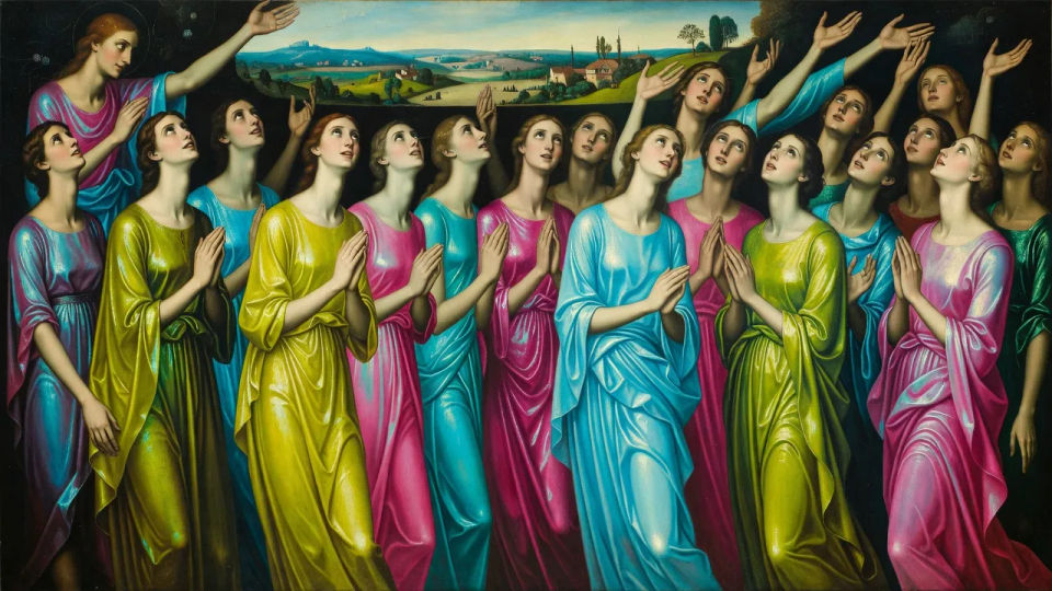 Elongated devotional tableau