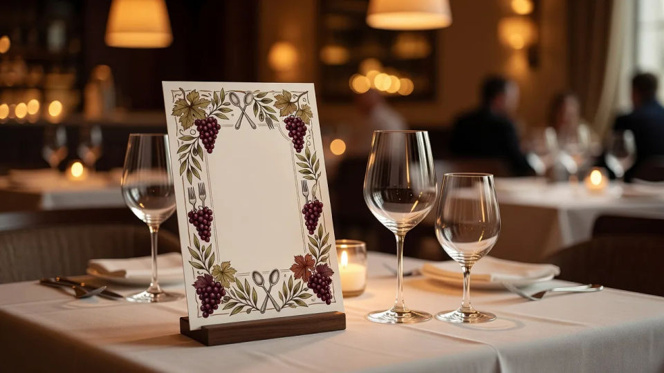 Menu on a set table