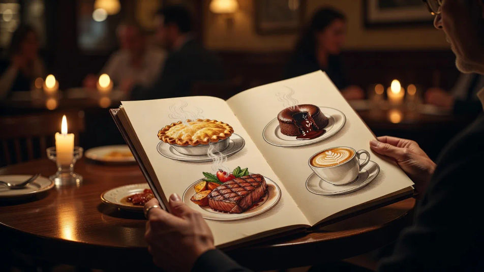 Menu held by a diner
