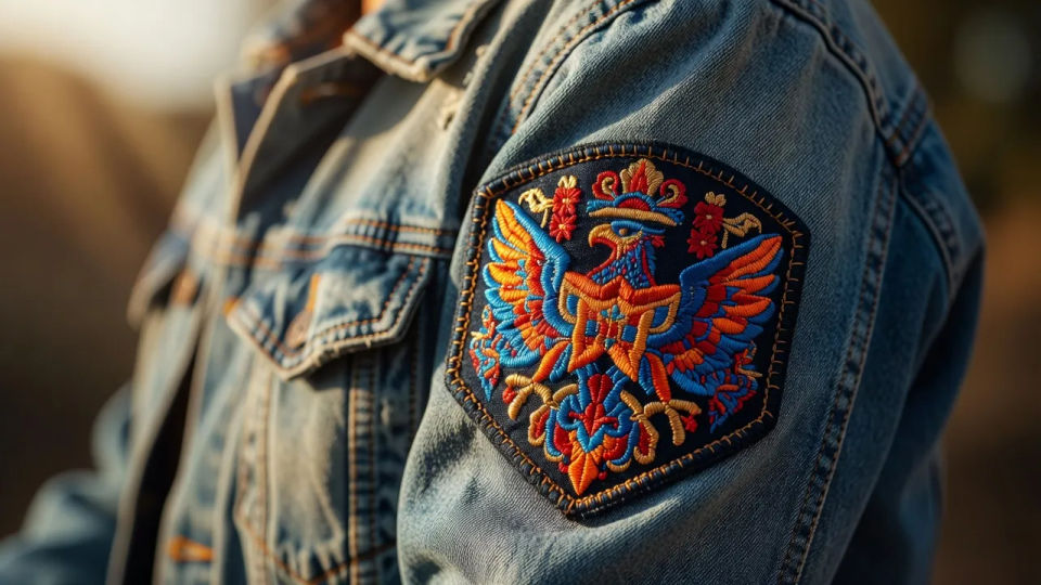 Patch sewn on a jacket